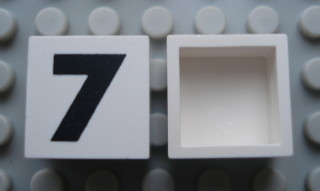 Modulex, Tile 2 x 2 (no Internal Supports) with Black Number 7 Pattern