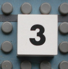 Modulex, Tile 2 x 2 (no Internal Supports) with Black Calendar Week Number 3 Pattern