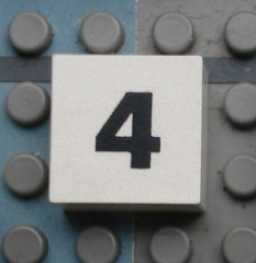 Modulex, Tile 2 x 2 (no Internal Supports) with Black Calendar Week Number 4 Pattern