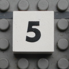 Modulex, Tile 2 x 2 (no Internal Supports) with Black Calendar Week Number 5 Pattern