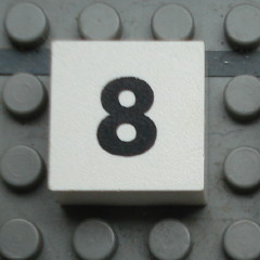 Modulex, Tile 2 x 2 (no Internal Supports) with Black Calendar Week Number 8 Pattern