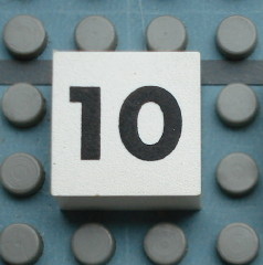 Modulex, Tile 2 x 2 (no Internal Supports) with Black Calendar Week Number 10 Pattern