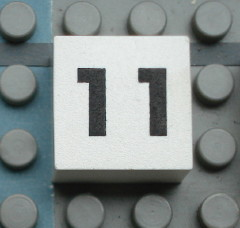 Modulex, Tile 2 x 2 (no Internal Supports) with Black Calendar Week Number 11 Pattern