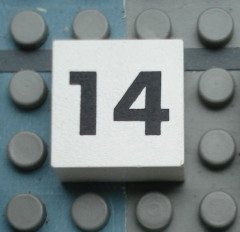 Modulex, Tile 2 x 2 (no Internal Supports) with Black Calendar Week Number 14 Pattern