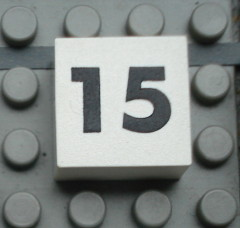 Modulex, Tile 2 x 2 (no Internal Supports) with Black Calendar Week Number 15 Pattern