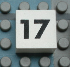 Modulex, Tile 2 x 2 (no Internal Supports) with Black Calendar Week Number 17 Pattern