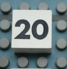 Modulex, Tile 2 x 2 (no Internal Supports) with Black Calendar Week Number 20 Pattern
