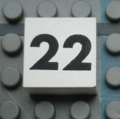 Modulex, Tile 2 x 2 (no Internal Supports) with Black Calendar Week Number 22 Pattern