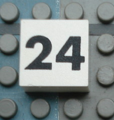 Modulex, Tile 2 x 2 (no Internal Supports) with Black Calendar Week Number 24 Pattern