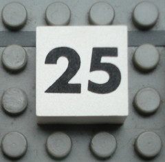 Modulex, Tile 2 x 2 (no Internal Supports) with Black Calendar Week Number 25 Pattern
