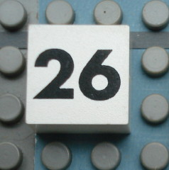 Modulex, Tile 2 x 2 (no Internal Supports) with Black Calendar Week Number 26 Pattern