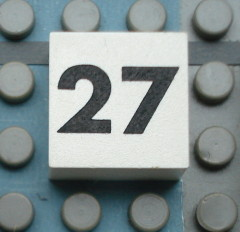 Modulex, Tile 2 x 2 (no Internal Supports) with Black Calendar Week Number 27 Pattern