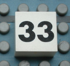 Modulex, Tile 2 x 2 (no Internal Supports) with Black Calendar Week Number 33 Pattern