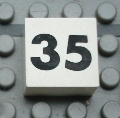 Modulex, Tile 2 x 2 (no Internal Supports) with Black Calendar Week Number 35 Pattern