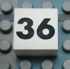 Modulex, Tile 2 x 2 (no Internal Supports) with Black Calendar Week Number 36 Pattern