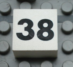 Modulex, Tile 2 x 2 (no Internal Supports) with Black Calendar Week Number 38 Pattern