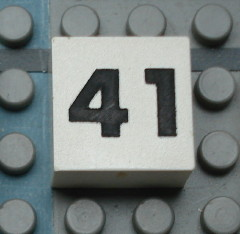 Modulex, Tile 2 x 2 (no Internal Supports) with Black Calendar Week Number 41 Pattern