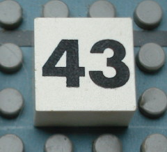 Modulex, Tile 2 x 2 (no Internal Supports) with Black Calendar Week Number 43 Pattern