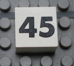 Modulex, Tile 2 x 2 (no Internal Supports) with Black Calendar Week Number 45 Pattern