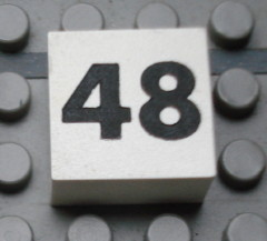 Modulex, Tile 2 x 2 (no Internal Supports) with Black Calendar Week Number 48 Pattern