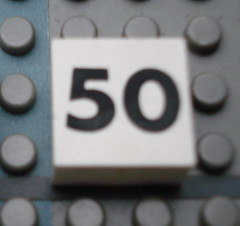 Modulex, Tile 2 x 2 (no Internal Supports) with Black Calendar Week Number 50 Pattern