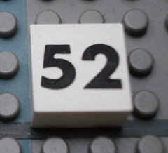 Modulex, Tile 2 x 2 (no Internal Supports) with Black Calendar Week Number 52 Pattern