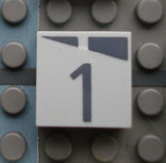 Modulex, Tile 2 x 2 (no Internal Supports) with Dark Gray Slopes and Calendar Week Number 1 Pattern