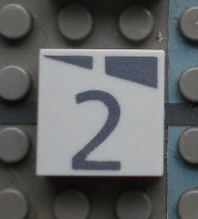 Modulex, Tile 2 x 2 (no Internal Supports) with Dark Gray Slopes and Calendar Week Number 2 Pattern