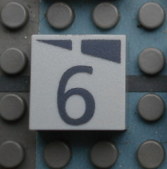 Modulex, Tile 2 x 2 (no Internal Supports) with Dark Gray Slopes and Calendar Week Number 6 Pattern