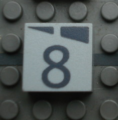 Modulex, Tile 2 x 2 (no Internal Supports) with Dark Gray Slopes and Calendar Week Number 8 Pattern