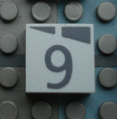 Modulex, Tile 2 x 2 (no Internal Supports) with Dark Gray Slopes and Calendar Week Number 9 Pattern
