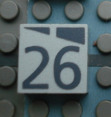 Modulex, Tile 2 x 2 (no Internal Supports) with Dark Gray Slopes and Calendar Week Number 26 Pattern
