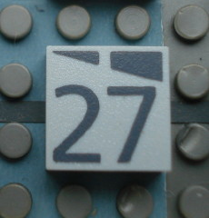 Modulex, Tile 2 x 2 (no Internal Supports) with Dark Gray Slopes and Calendar Week Number 27 Pattern