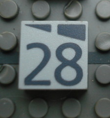 Modulex, Tile 2 x 2 (no Internal Supports) with Dark Gray Slopes and Calendar Week Number 28 Pattern