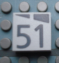 Modulex, Tile 2 x 2 (no Internal Supports) with Dark Gray Slopes and Calendar Week Number 51 Pattern