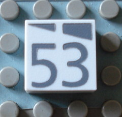 Modulex, Tile 2 x 2 (no Internal Supports) with Dark Gray Slopes and Calendar Week Number 53 Pattern