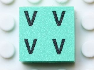 Modulex, Tile 2 x 2 (no Internal Supports) with Black 'V V V V' Pattern
