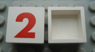 Modulex, Tile 2 x 2 (no Internal Supports) with Red Number 2 Pattern