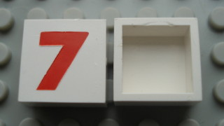 Modulex, Tile 2 x 2 (no Internal Supports) with Red Number 7 Pattern