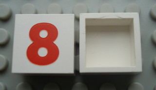 Modulex, Tile 2 x 2 (no Internal Supports) with Red Number 8 Pattern