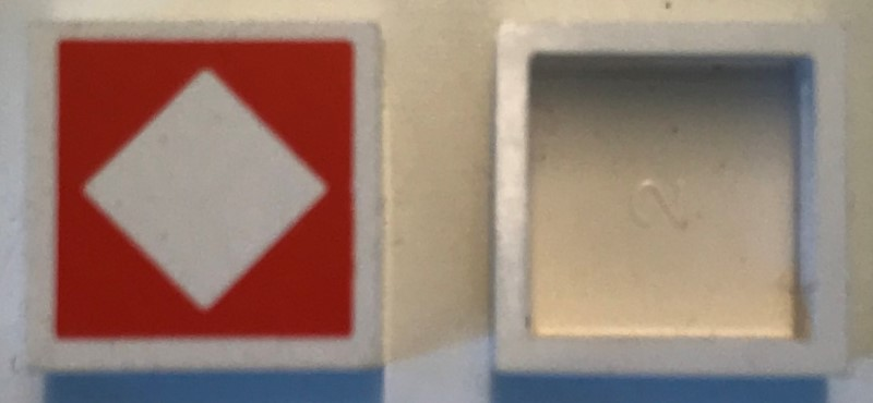 Modulex, Tile 2 x 2 (no Internal Supports) with Orange Diamond Outline Pattern