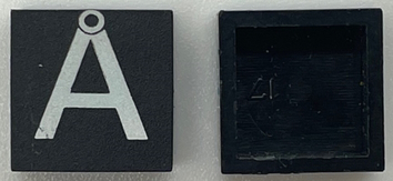 Modulex, Tile 2 x 2 (no Internal Supports) with White Capital Letter A with Ring (Å) Pattern