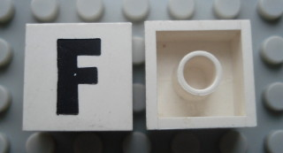 Modulex, Tile 2 x 2 with Black 'F' Pattern (with internal support)