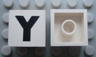 Modulex, Tile 2 x 2 with Black 'Y' Pattern (with internal support)