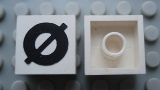 Modulex, Tile 2 x 2 with Black 'Ø' Pattern (with internal support)