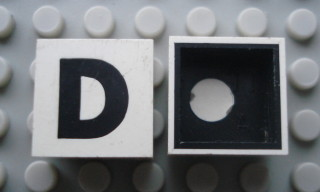 Modulex, Tile 2 x 2 with Black 'D' Pattern (Black internal lining with White dot)