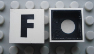 Modulex, Tile 2 x 2 with Black 'F' Pattern (Black internal lining with White dot)