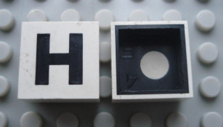 Modulex, Tile 2 x 2 with Black 'H' Pattern (Black internal lining with White dot)