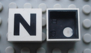 Modulex, Tile 2 x 2 with Black 'N' Pattern (Black internal lining with White dot)