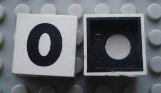 Modulex, Tile 2 x 2 with Black  '0' Pattern (Black internal lining with White dot)